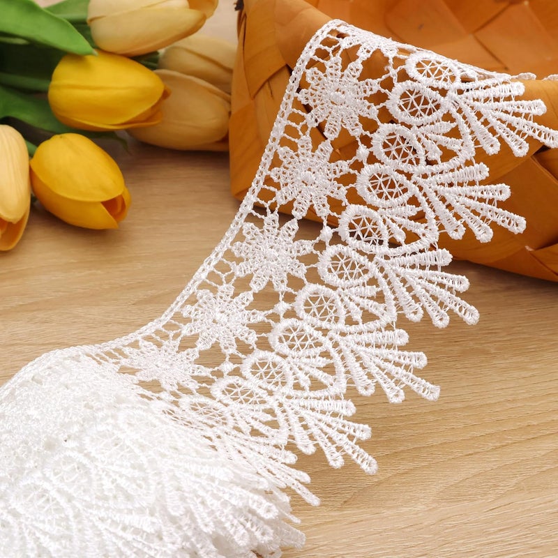 GXTIZAS White Lace Trim 5 Yards Wide Venise Lace Ribbon Embroidered Edge Trim for Sewing Crafts Pillow Case - Image 3